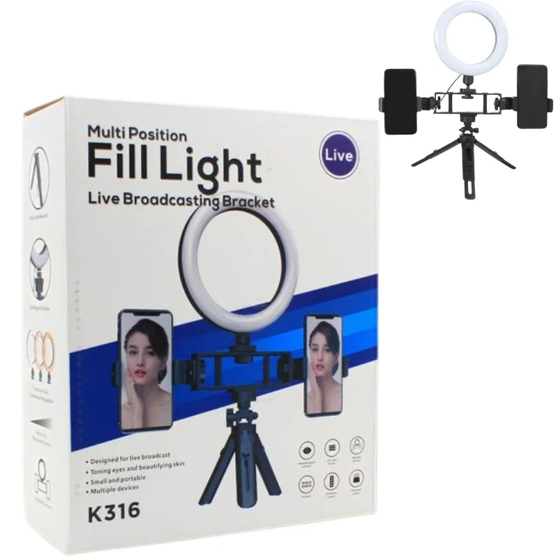 Multi Position Ring Light Dual Mobile Clip Ring Light, Live Broadcasting Bracket Fill Selfie Ring Light Phone Clamp Fill Lights Supplies Stabilizer Clip Phone Bracket