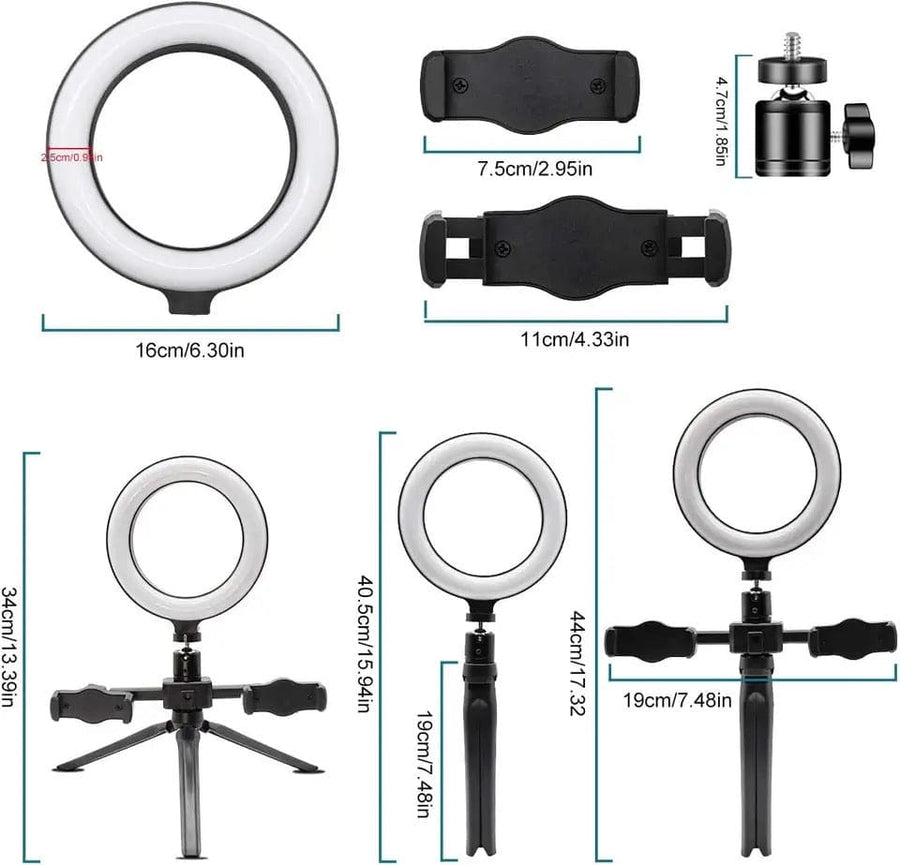 Multi Position Ring Light Dual Mobile Clip Ring Light, Live Broadcasting Bracket Fill Selfie Ring Light Phone Clamp Fill Lights Supplies Stabilizer Clip Phone Bracket