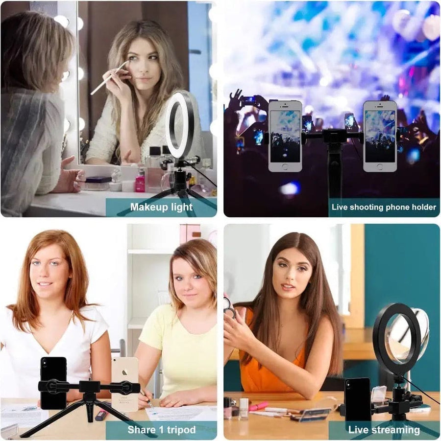 Multi Position Ring Light Dual Mobile Clip Ring Light, Live Broadcasting Bracket Fill Selfie Ring Light Phone Clamp Fill Lights Supplies Stabilizer Clip Phone Bracket